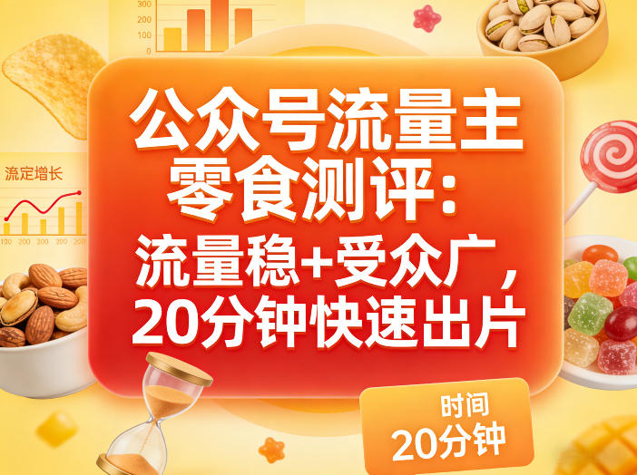 公众号流量主之零食测评赛道，流量稳+受众广，20分钟一条作品-吾爱云课堂