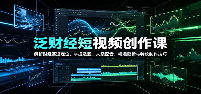 泛财经短视频创作课：解析财经赛道定位，掌握选题、文案配音，精通剪辑与特效制作技巧-吾爱云课堂