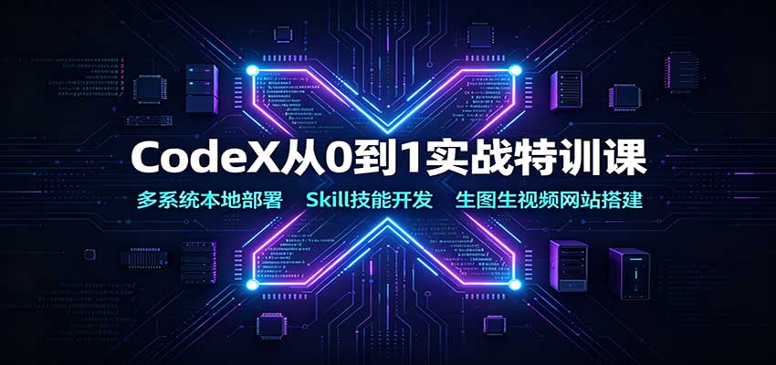CodeX从0到1实战特训课：多系统本地部署，Skill技能开发，生图生视频网站搭建-吾爱云课堂