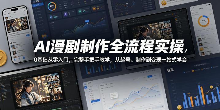 AI漫剧制作全流程实操，0基础从零入门，完整手把手教学，从起号、制作到变现一站式学会-吾爱云课堂