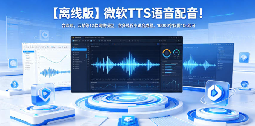 【离线版】微软TTS语音配音！含晓晓，云希等12款离线模型，含多线程小说合成器，10000字仅需10s即可-吾爱云课堂