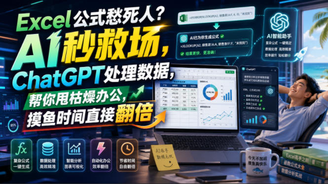 Excel公式愁死人？AI秒救场，ChatGPT处理数据，帮你甩枯燥办公，摸鱼时间直接翻倍【原创双语字幕】-吾爱云课堂