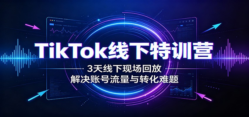 TikTok线下特训营：3天线下现场回放，解决账号流量与转化难题-吾爱云课堂