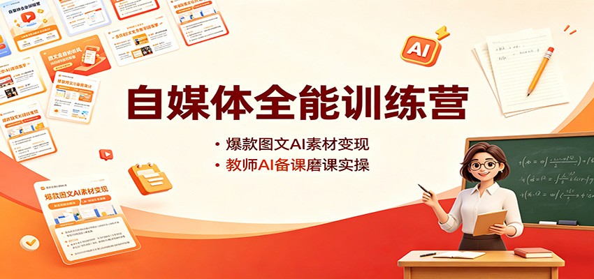自媒体全能训练营：爆款图文AI素材变现，教师AI备课磨课实操-吾爱云课堂