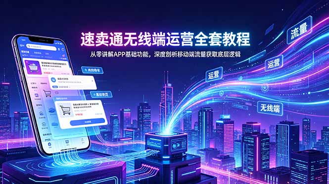 速卖通无线端运营全套教程，从零讲解APP基础功能，深度剖析移动端流量获取底层逻辑-吾爱云课堂