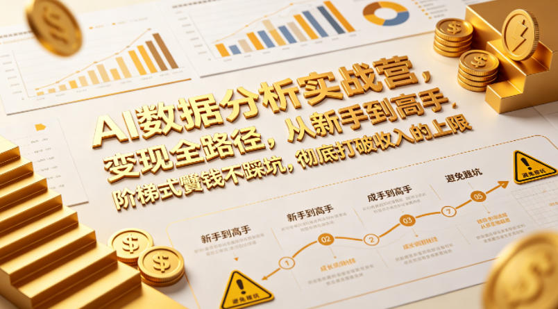 AI数据分析实战营，变现全路径，从新手到高手，阶梯式賺钱不踩坑，彻底打破收入的上限-吾爱云课堂