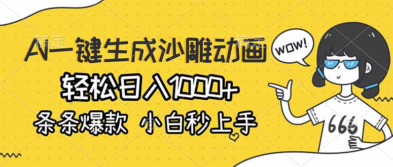 AI一键生成沙雕动画，轻松日入1000+，条条爆款，小白秒上手-吾爱云课堂