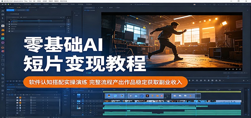 零基础AI短片变现教程：软件认知搭配实操演练，完整流程产出作品稳定获取副业收入-吾爱云课堂