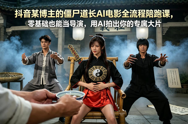 抖音某博主的僵尸道长AI电影全流程陪跑课，零基础也能当导演，用AI拍出你的专属大片-吾爱云课堂