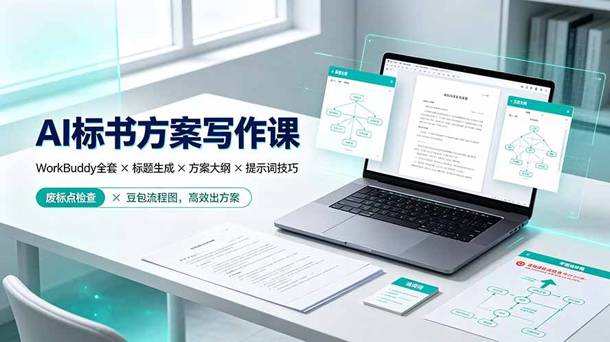 AI标书方案写作课：WorkBuddy全套×标题生成×方案大纲×提示词技巧×废标点检查×豆包流程图，高效出方案-吾爱云课堂