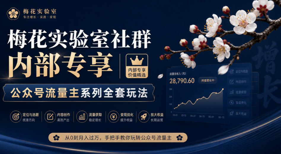 梅花实验室社群内部专享-公众号流量主系列全套玩法-吾爱云课堂