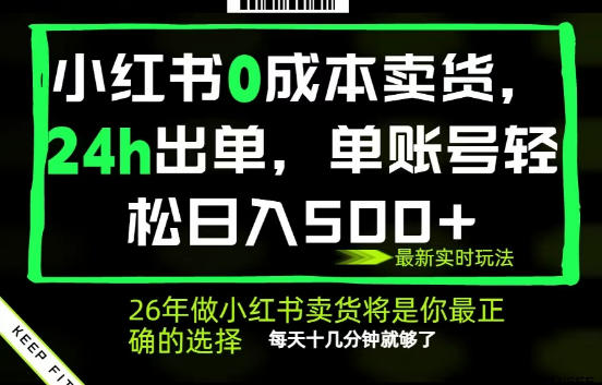 小红书0成本AI卖货，24小时出单，全流程托管，保底日入500+，每天十几分钟就够了【揭秘】-吾爱云课堂