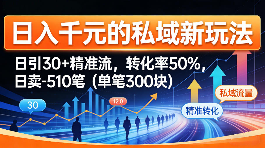 日入千米的私域新玩法：日引30＋精准流，转化率50%，日卖5-10笔(单笔300米)-吾爱云课堂
