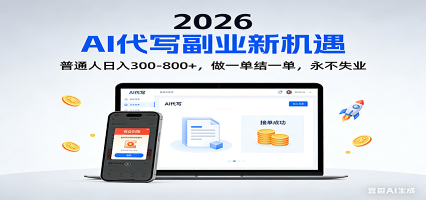 2026 副业首选！AI 代写日入 300-800，普通人0门槛，做一单结一单！-吾爱云课堂