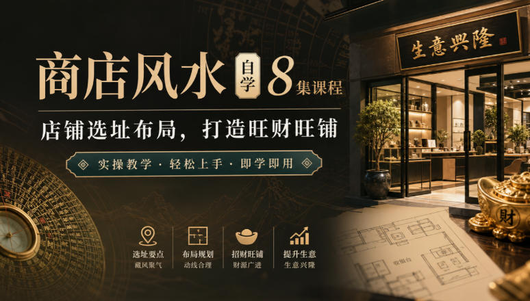 商店风水自学8集课程｜店铺选址布局，打造旺财旺铺实操教学-吾爱云课堂
