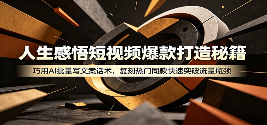 人生感悟短视频爆款打造秘籍：巧用A 批量写文案话术，复刻热门同款快速突破流量瓶颈-吾爱云课堂