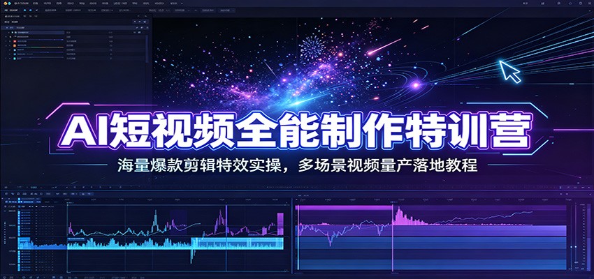 AI短视频全能制作特训营：海量爆款剪辑特效实操，多场景视频量产落地教程-吾爱云课堂