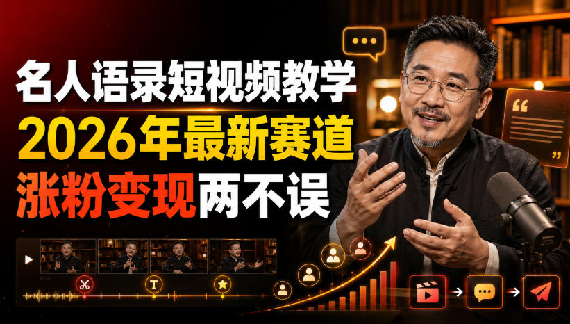 名人语录短视频教学，2026年最新赛道，涨粉变现两不误-吾爱云课堂