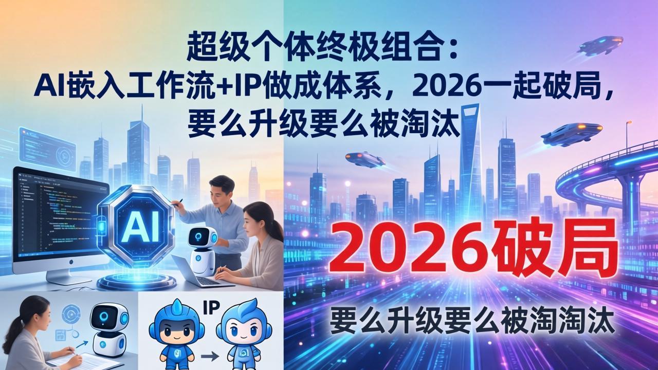 超级个体终极组合：AI嵌入工作流+IP做成体系，2026一起破局，要么升级要么被淘汰-吾爱云课堂