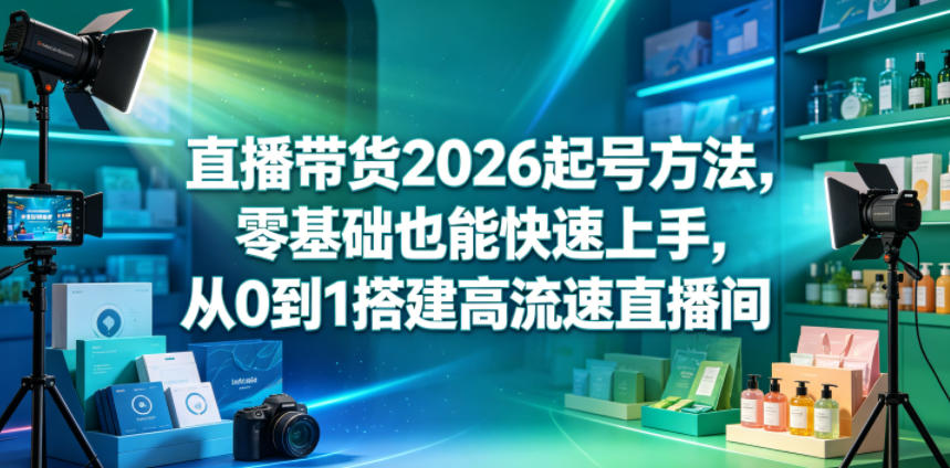 直播带货2026起号方法，零基础也能快速上手，从0到1搭建高流速直播间-吾爱云课堂