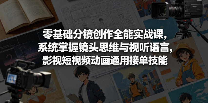 零基础分镜创作全能实战课，系统掌握镜头思维与视听语言，影视短视频动画通用接单技能-吾爱云课堂