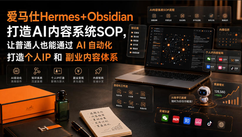 爱马仕Hermes+Obsidian打造AI内容系统SOP，让普通人也能通过 AI 自动化打造个人IP 和 副业内容体系-吾爱云课堂