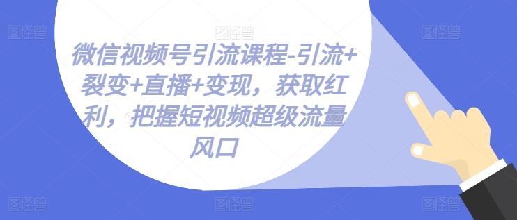 微信视频号引流课程-引流+裂变+直播+变现,获取红利,把握短视频超级流量风口-吾爱云课堂