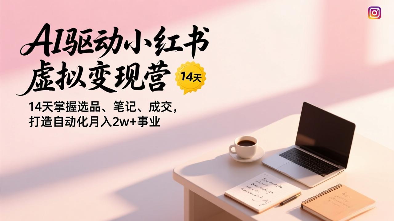 AI驱动小红书虚拟变现营，14天掌握选品、笔记、成交，打造自动化月入2w+事业-吾爱云课堂