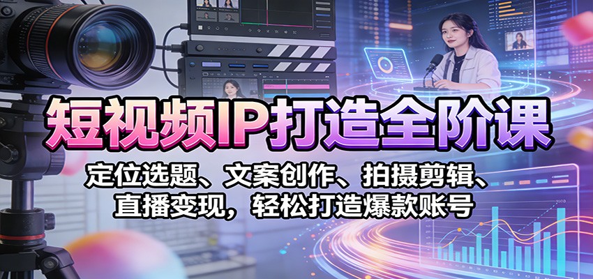 短视频IP打造全阶课：定位选题、文案创作、拍摄剪辑、直播变现，轻松打造爆款账号-吾爱云课堂