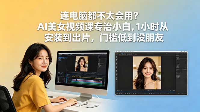 连电脑都不太会用？AI美女视频课专治小白，1小时从安装到出片，门槛低到没朋友-吾爱云课堂