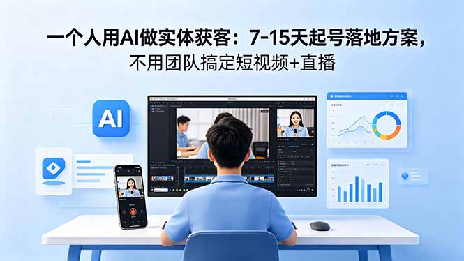 一个人用AI做实体获客：7-15天起号落地方案，不用团队搞定短视频+直播-吾爱云课堂
