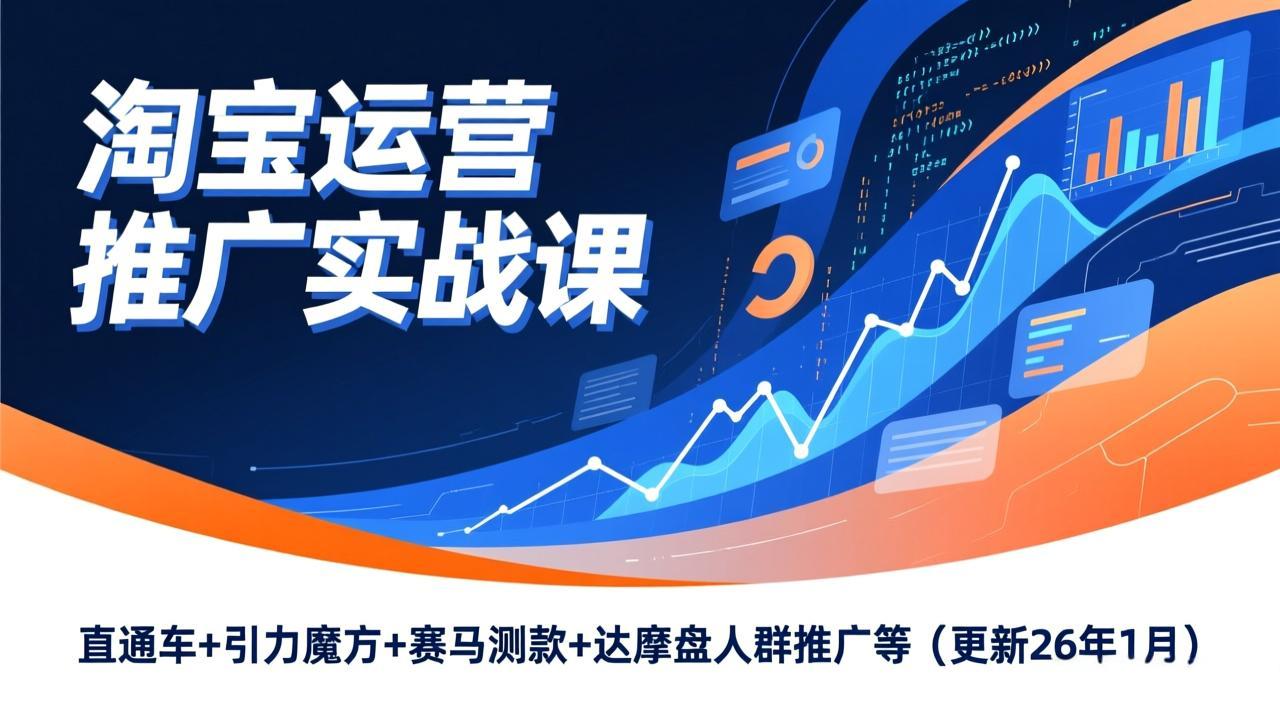 淘宝运营推广实战课，直通车+引力魔方+赛马测款+达摩盘人群推广等(更新26年1月-吾爱云课堂