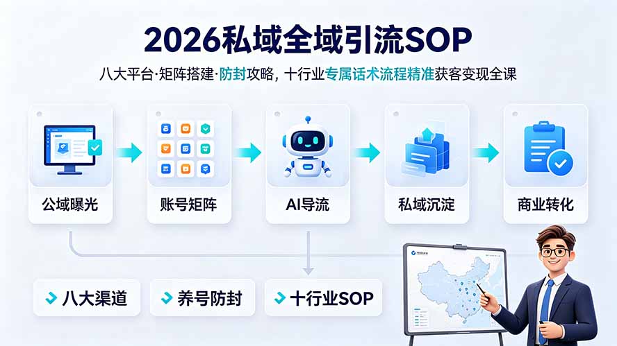 2026私域全域引流SOP｜八大平台·矩阵搭建·防封攻略，十行业专属话术流程精准获客变现全课-吾爱云课堂
