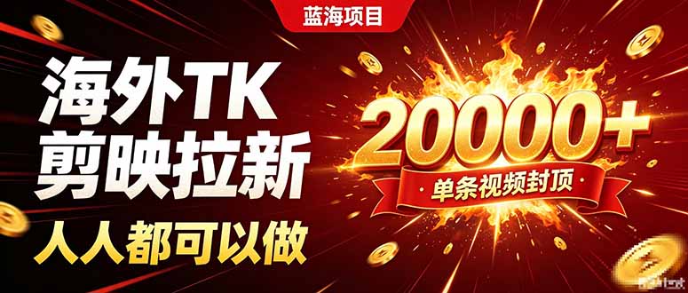 海外TK拉新新玩法，剪映就能做，不用经验不用粉丝，单条视频收益上限20000+-吾爱云课堂