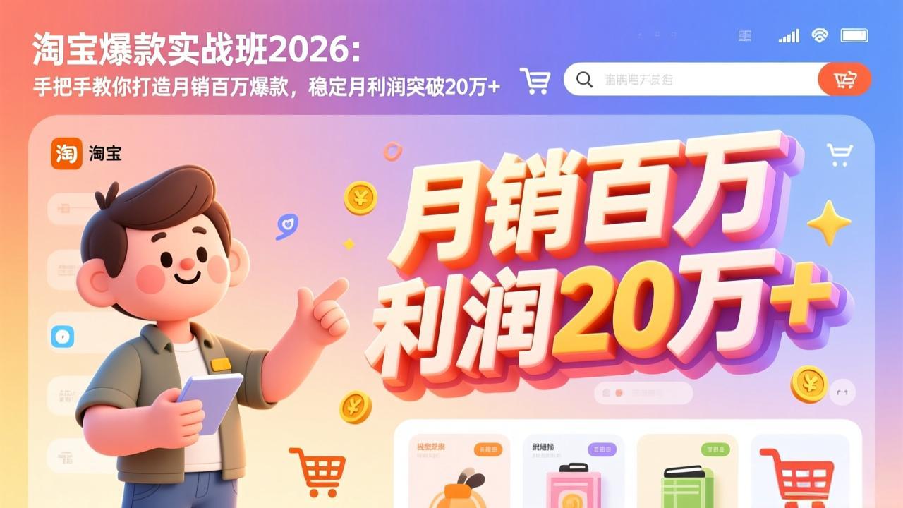 淘宝爆款实战班2026：手把手教你打造月销百万爆款，稳定月利润突破20万+-吾爱云课堂