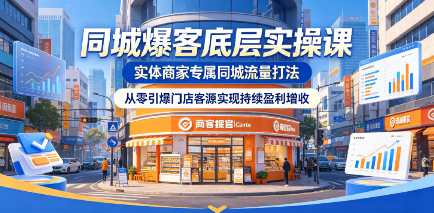 同城爆客底层实操课，实体商家专属同城流量打法，从零引爆门店客源实现持续盈利增收-吾爱云课堂