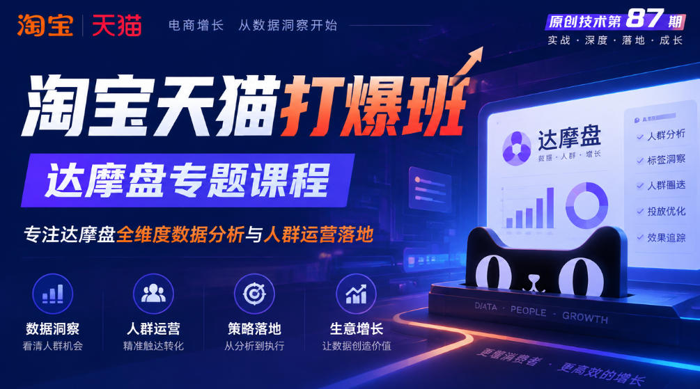 《淘宝天猫打爆班》原创技术第87期，达摩盘专题课程，专注达摩盘全维度数据分析与人群运营落地-吾爱云课堂