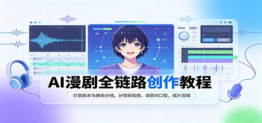 AI漫剧全链路创作教程：打磨剧本与静态分镜，分镜转视频，调音对口型，成片剪辑-吾爱云课堂