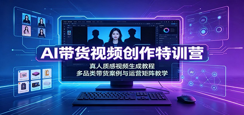 AI带货视频创作特训营：真人质感视频生成教程，多品类带货案例与运营矩阵教学-吾爱云课堂