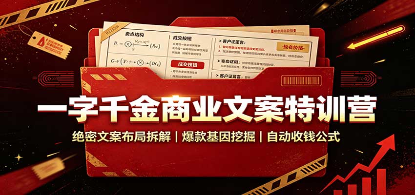 一字千金商业文案特训营：绝密文案布局拆解，爆款基因挖掘，自动收钱公式-吾爱云课堂