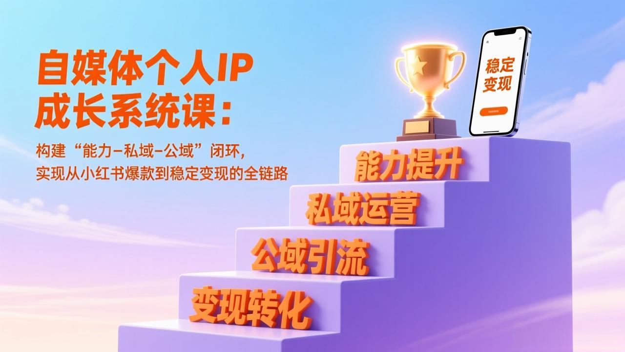 自媒体个人IP成长系统课：构建“能力-私域-公域”闭环，实现从小红书爆款到稳定变现的全链路-吾爱云课堂