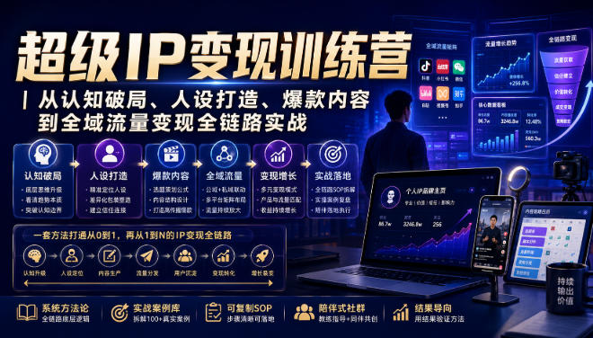 超级IP变现训练营｜从认知破局、人设打造、爆款内容到全域流量变现全链路实战-吾爱云课堂