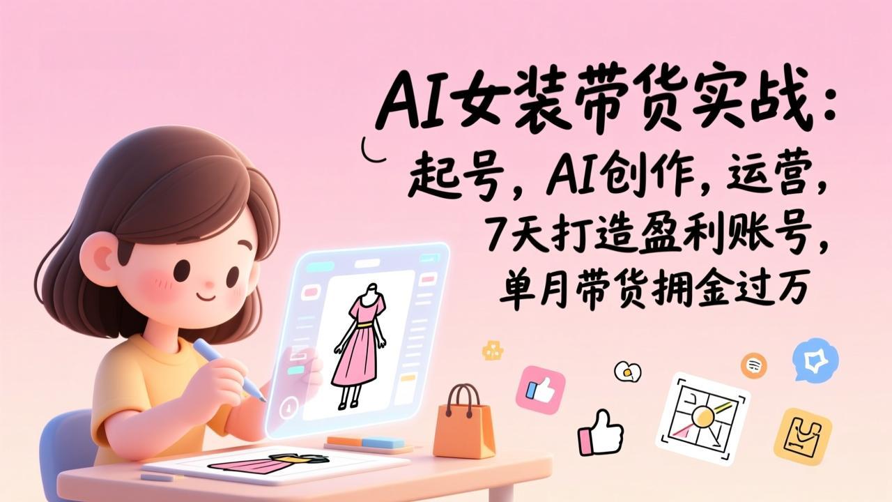 AI女装带货实战：起号，AI创作，运营，7天打造盈利账号，单月带货佣金过万-吾爱云课堂