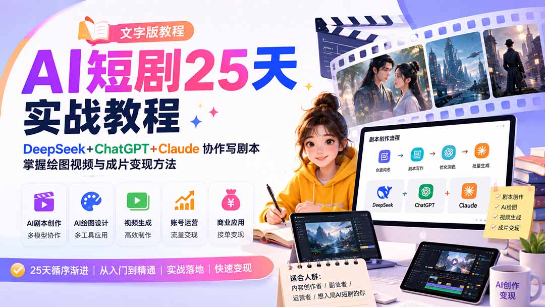 AI短剧25天实战教程(文字版教程-吾爱云课堂