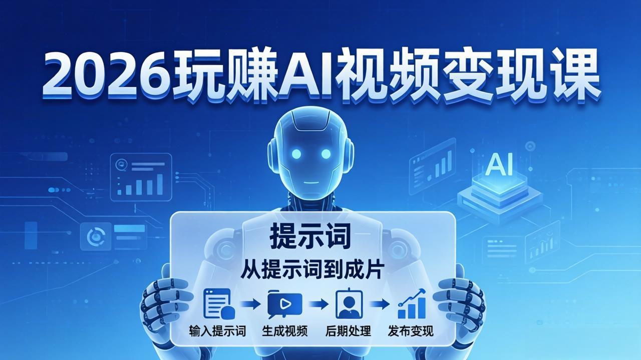 2026玩赚AI视频变现课：掌握 AI 视频全流程技能，从提示词到成片高效产出-吾爱云课堂