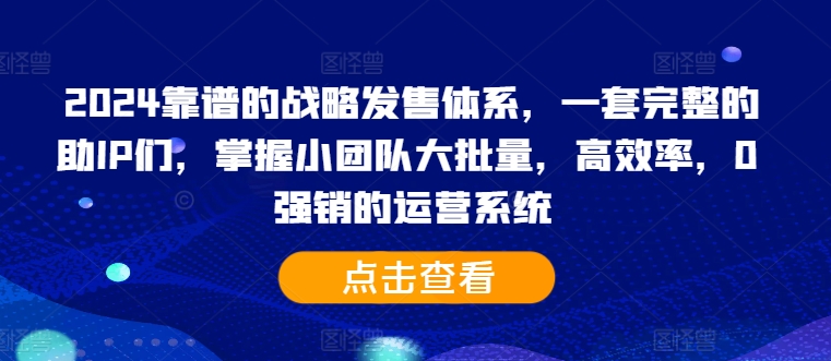 2024靠谱的战略发售体系,一套完整的助IP们,掌握小团队大批量,高效率,0 强销的运营系统-吾爱云课堂