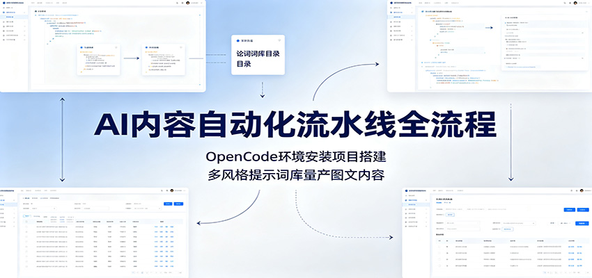 AI内容自动化流水线全流程：OpenCode环境安装项目搭建，多风格提示词库量产图文内容-吾爱云课堂