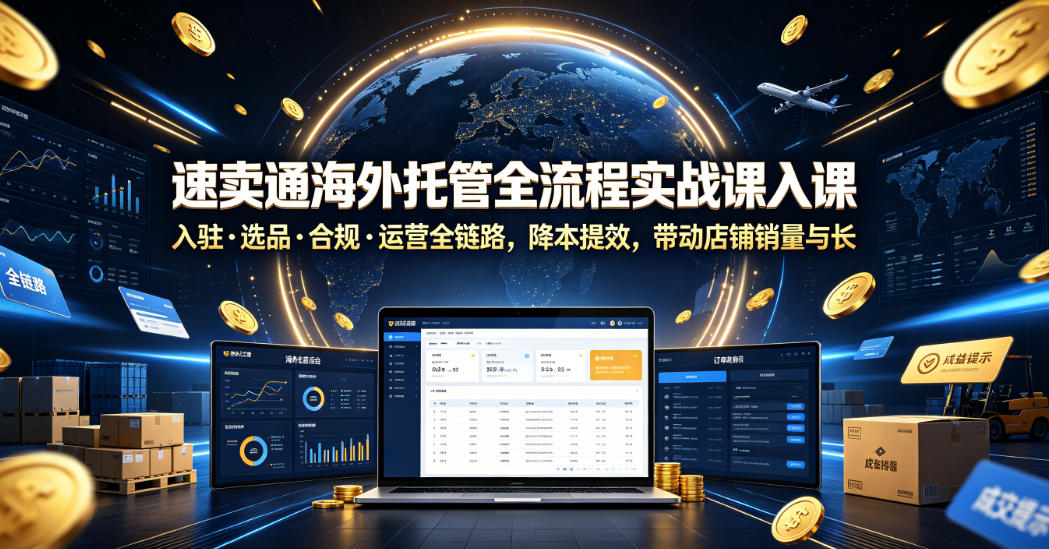 速卖通海外托管全流程实战课入驻・选品・合规・运营全链路,降本提效,带动店铺销量与收益增长-吾爱云课堂
