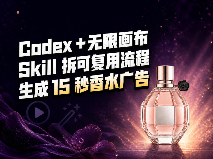 我把Amazon香水视频拆成Codex Skill：无限画布负责最后15秒-吾爱云课堂