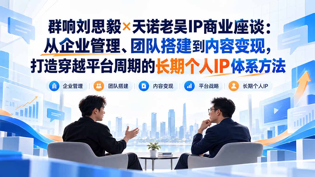 群响刘思毅×天诺老吴IP商业座谈：从企业管理、团队搭建到内容变现，打造穿越平台周期的长期个人IP体系方法-吾爱云课堂